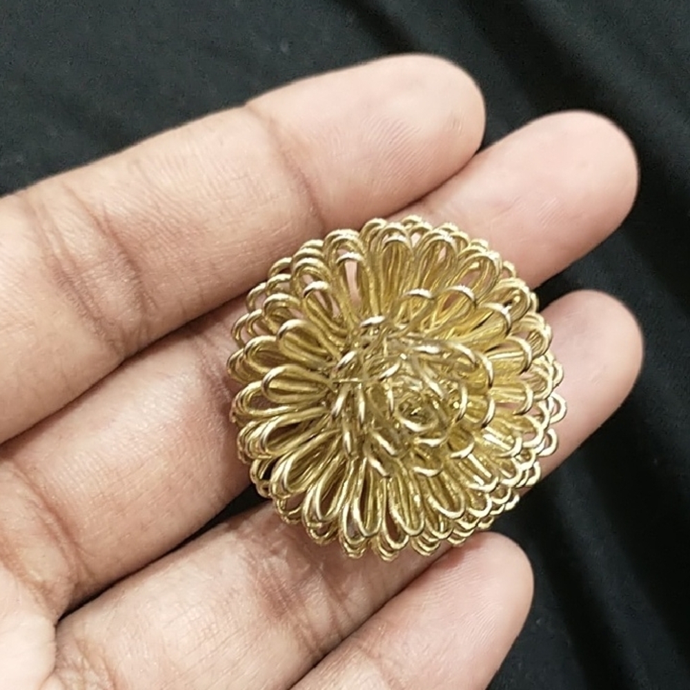 Gold Adjustable Floral Statement Ring - image 2